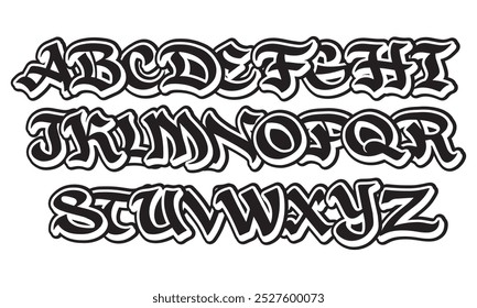 Street style graffiti alphabet isolated vector illustration