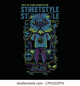 Street Style Persian Cat Illustration