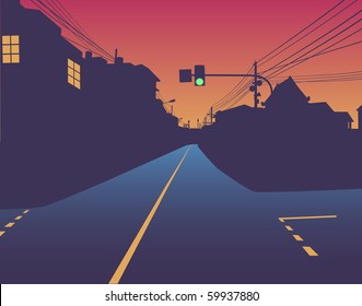 Street at Sunset