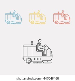 Street sweeper truck line icon. Vector illustration