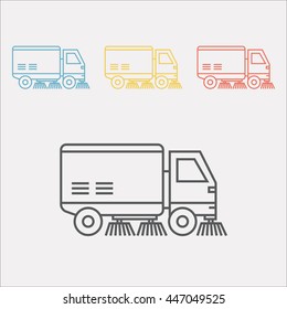 Street sweeper truck line icon