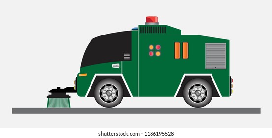 Street Sweeper Truck Vector and illustration on white background