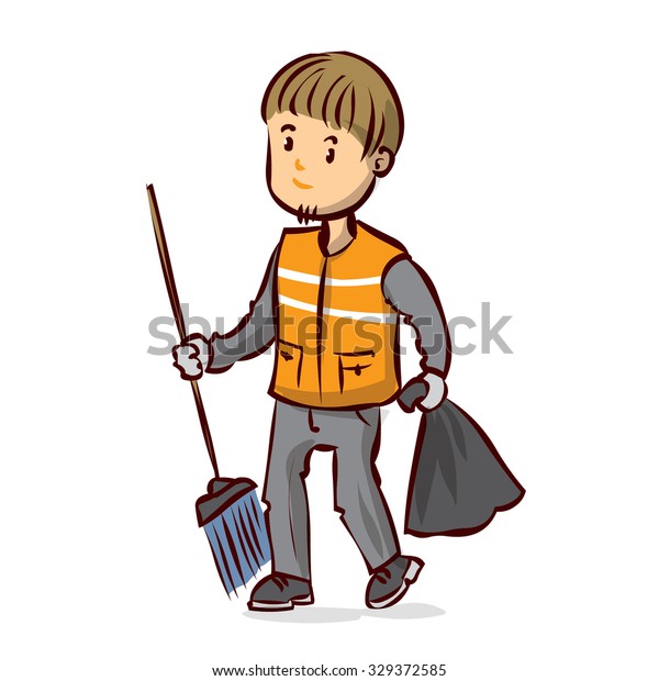 Street Sweeper Work Street Cleaner Public Stock Vector (Royalty Free