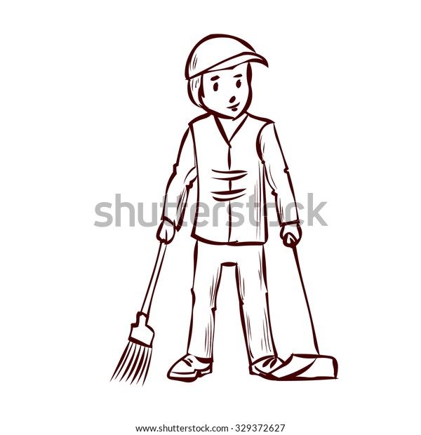 Featured image of post Street Sweeper Clipart Black And White Cartoon street cleaner sweeper sweeping out autumn leaves