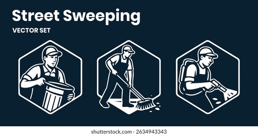 Street Sweeping Vector Set Modern Clean Simple