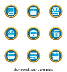 Street table icons set. Flat set of 9 street table vector icons for web isolated on white background