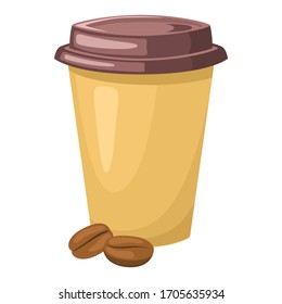 Street takeaway junk food Coffee in a paper cup. Vector