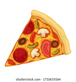 Street takeaway junk food Slice of pizza. Vector