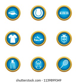 Street tennis icons set. Flat set of 9 street tennis vector icons for web isolated on white background