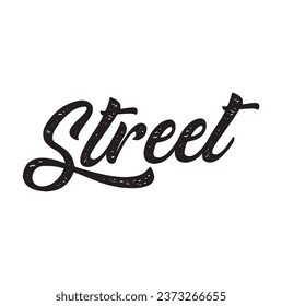 street text on white background.