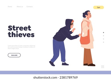 Street thieves preventive an protective methods advertisement landing page design website template