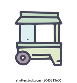 street trade trolley color vector doodle simple icon