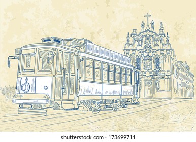 Street tram in Porto, Portugal 