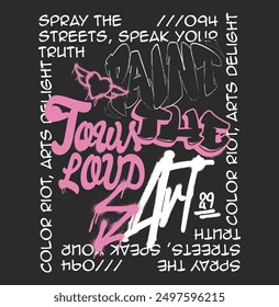 street typography street wall art neon graffiti motivational slogan print with spray splash effect for graphic tee t shirt or sweatshirt