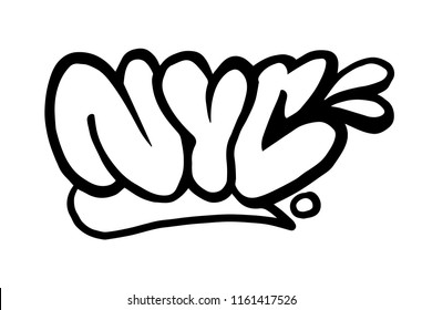 Street vandal graffiti type NYC like New York City. For fashion design print on clothes t shirt bomber sweatshirt also for sticker poster patch. Underground style.