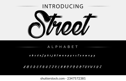 Street vector brush style font, alphabet, typeface