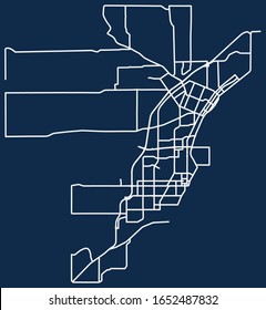 Mapa vectorial de la calle de Thunder Bay, Ontario, Canadá con sólo carreteras principales