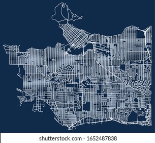 Street vector map of Vancouver, British Columbia, Canada