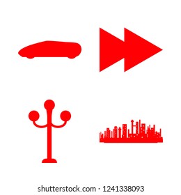  street vector set. With speed arrow, city and car icons in set