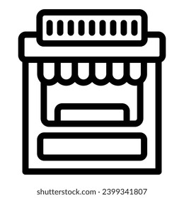 Straßenverkäufer-Symbol, Umrissvektor. Einzelhandel im Freien. Corner Shopping Kiosk