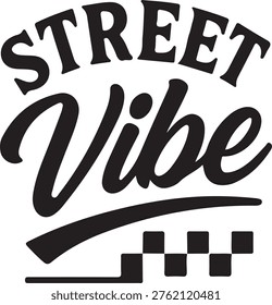 Street vibe logo featuring a stylish cursive script and checkered pattern