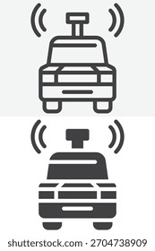 Línea de la cámara del coche de la vista de calle y sistema sólido del icono. Esquema y signo de Vector sólido con trazo editable. Icono de símbolo de cámara de vehículo para mapeo o captura de carretera 360.