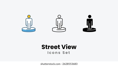 Street View Icons thin line and glyph vector icon stock illustration