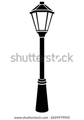 Street vintage lantern vector silhouette image for stencil, logo or pictogram. Vintage street lantern for stencil or laser cutting