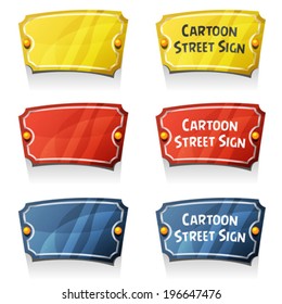 Street Wall Sign/ Illustration Of A Set Of Cartoon Street Signs For Address Road Indication On Walls