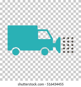 Street Washing Car EPS vector pictograph. Illustration style is flat iconic bicolor grey and cyan symbol on chess transparent background.