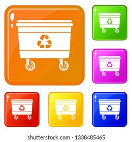 Street waste icons set collection vector 6 color isolated on white background