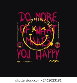  street wear,print design with spray effect and smile icon for graphic t shirt, hoodie, urban style, poster, etc