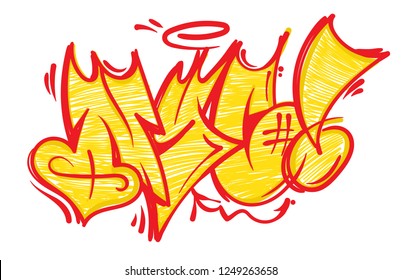 Street Wild Fast Flop Style Graffiti NYC Which Made Aerosol Paint On Wall. Urban Life Hip Hop Culture Print For T Shirt Poster Sticker Sweatshirt Streetwear Brands Underground Illustration.