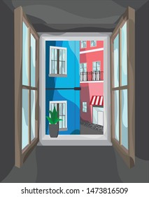 street  ​​view from the window colorful 