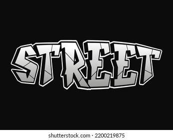 Street word graffiti style letters.Vector hand drawn doodle cartoon logo illustration. Funny cool street letters, fashion, graffiti style print for t-shirt, poster