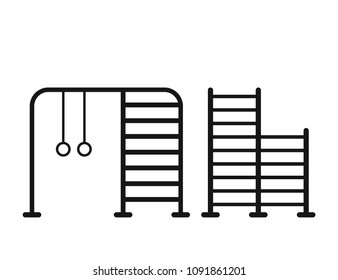 Street Workout Place.Element And Equipment For Urban Outdoor Training. Sport Background Icon In Flat Style. EPS10 Top View.