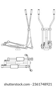 Street workouts strength training equipment. Cross Trainer. Equipment for urban outdoor fitness. Vector illustrations.