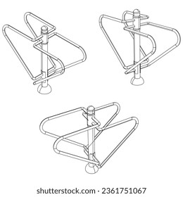 Street workouts strength training equipment. Exercising bars. Equipment for urban outdoor fitness. Vector illustrations.