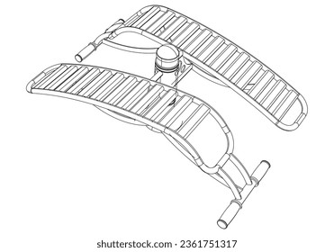 Street workouts strength training equipment. Double sit-up trainer. Equipment for urban outdoor fitness. Vector illustrations.