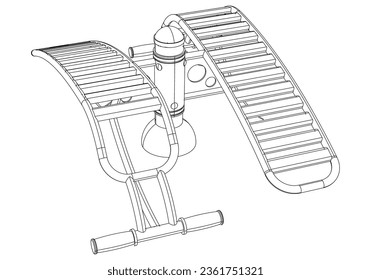 Street workouts strength training equipment. Double sit-up trainer. Equipment for urban outdoor fitness. Vector illustrations.
