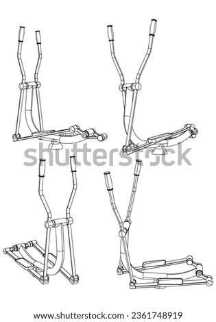 Street workouts strength training equipment. Cross Trainer. Equipment for urban outdoor fitness. Vector illustrations.