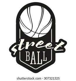 Streetball And Basketball Icon Logo Set With Ball And Basket In Modern And Vintage Styles - Stock Vector