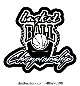 Streetball and basketball icon logo set with ball and basket in modern and vintage styles - stock vector