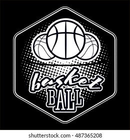 Streetball and basketball icon logo set with ball and basket in modern and vintage styles - stock vector