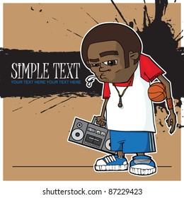 Streetball  character on a dirty background. Vector illustration