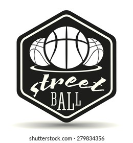 Streetball icon logo in vintage style - stock vector