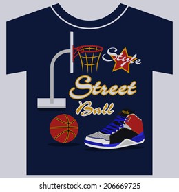 streetball, sneakers graphic design. vector illustrations 