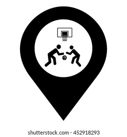 Streetball vector. Pin map icon. Basketball