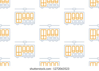 Streetcar icon in line style isolated on white background.  Seamless pattern stock vector illustration
