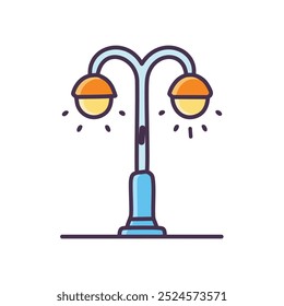 Streetlight illustration. Simple vector illustration of a two-light street lamp. Ideal for representing illumination, cityscapes, and urban design.